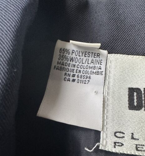 Vintage DKNY Classic Petite Blue Emblem Wool Blend Blazer Jacket Women’s Size 4P - Picture 4 of 9