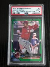 2018 Bowman Chrome #1 Rookie Shohei Ohtani Batting-Green Ref /99 Angels PSA 9
