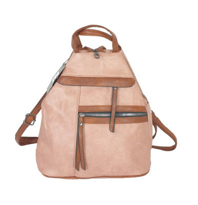 30) J&L FIRENZE Damen Tasche City Rücksack Neu Faux- Leder Beige