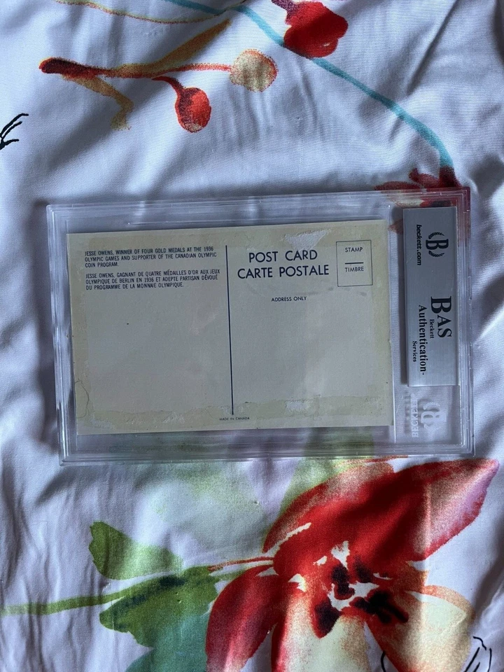 JESSE OWENS POSTAL FIRMADA BECKETT BAS AUTÉNTICA Foto 2 de 2
