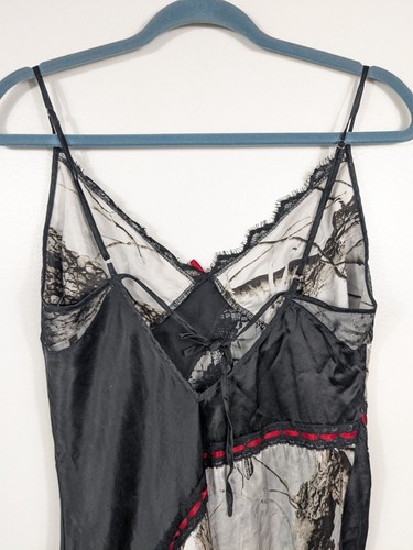 Slip grunge pizzo riflessi naturali 100% seta stravagante vero albero taglia grande - Foto 5 di 18