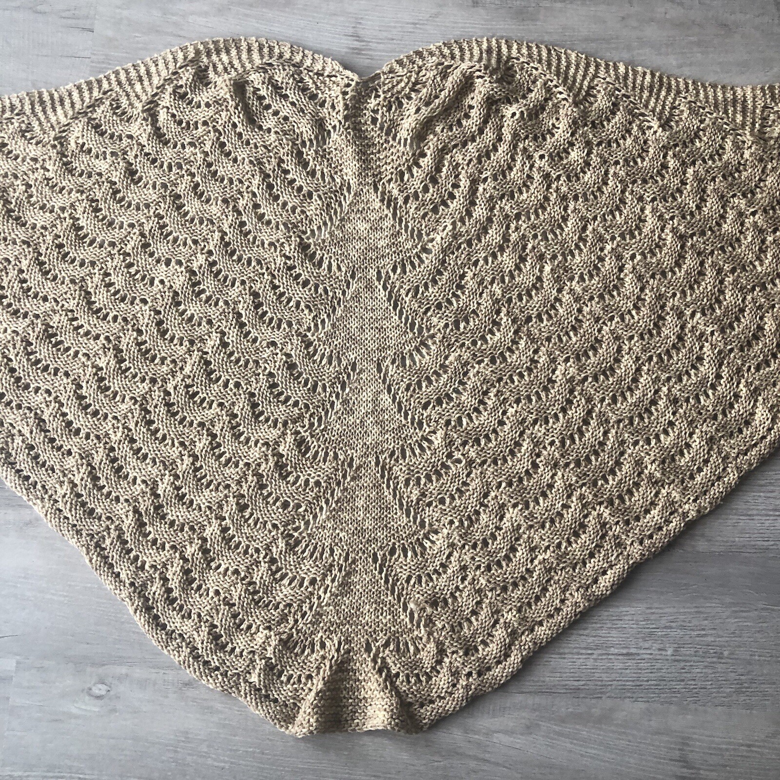 Beige Knit Shawl. One size image 3