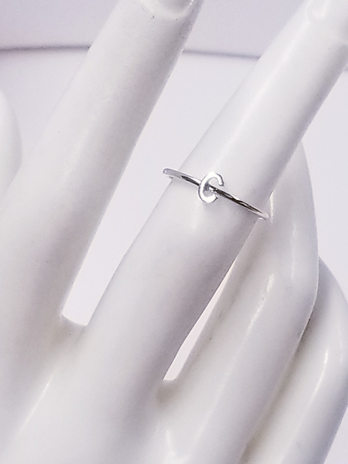 Oak and Luna Stackable Inez Initial Ring - SILVER… - image 2