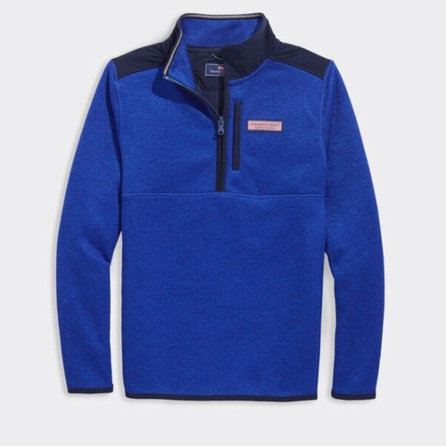 VINEYARD VINES YOUTH LARGE ROYAL BLUE MOUNTAIN SWEATER FLEECE QUARTER ZIP