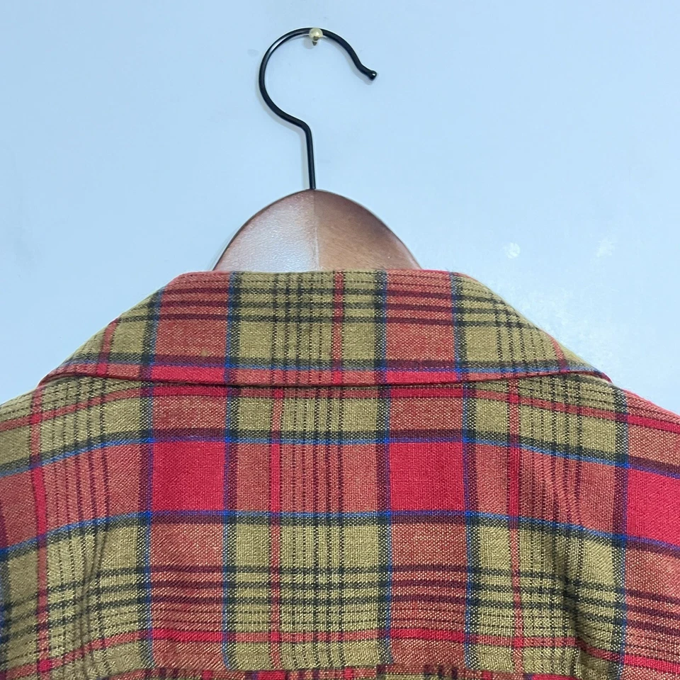 Camisa De Colección John Blair Para Hombres Mackinaw Franela Talla L Rojo Estampado de Reno a Cuadros Foto 4 de 4