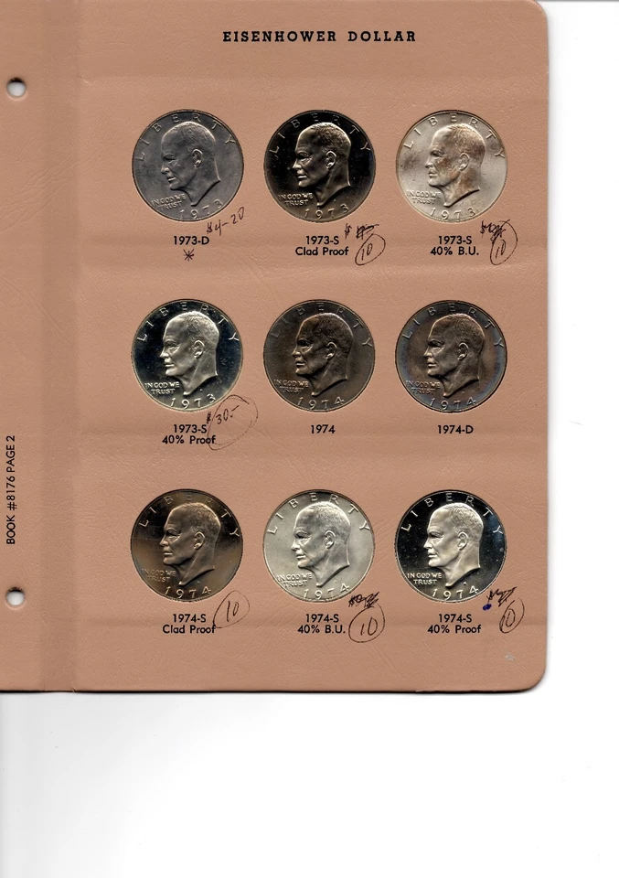 1971 - 1978 COMPLETE EISENHOWER IKE DOLLAR SET D P S PROOFS AND SILVER 32 COINS - Image 3 of 4