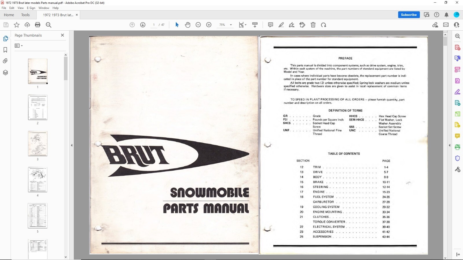 1972 1973 Brut Snowmobile Service & Parts Manual +Serv Bulletins_LC29