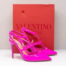 Valentino Garavani Rockstud 100mm Heels 38.5 (8.5 US) Neon Pink Tonal Patent