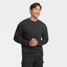 NEW All In Motion Men's Size XXL Cotton Fleece Crew Neck Pullover Sweater Black
