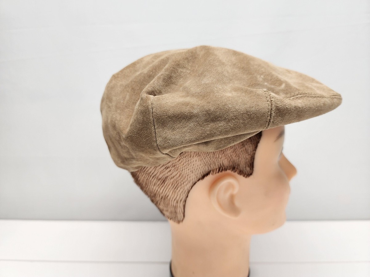 Vintage L.L. Bean Freeport Leather Newsboy Hat Cap Union Made USA Cabbie Medium VOBOOM Leather Ivy Newsboy Caps 6 Panel Cabbie Beret Hat (7  main image 4