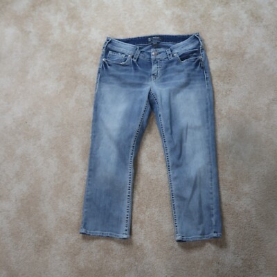 Silver Aiko Capri Jeans Women's 31 Blue Denim Pants stretch