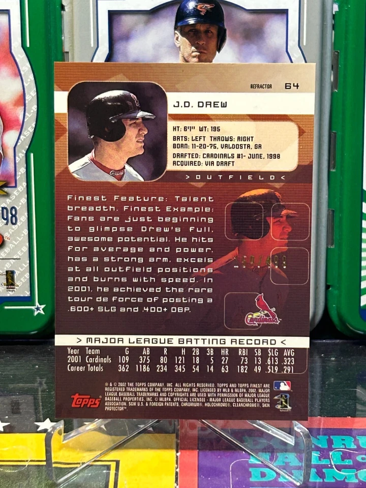 2002 Finest Refractor #64 J.D. Drew /499 - Image 2 of 2