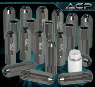 For Subaru 12X1.25 Locking Lug Nuts Car Auto 60mm Extended Aluminum Kit+Key Gray