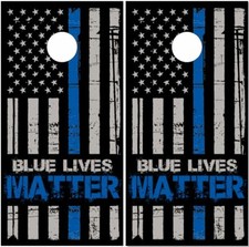 Police Blue lives Matter Flag Cornhole Wrap Bag Toss Skin Decal Sticker