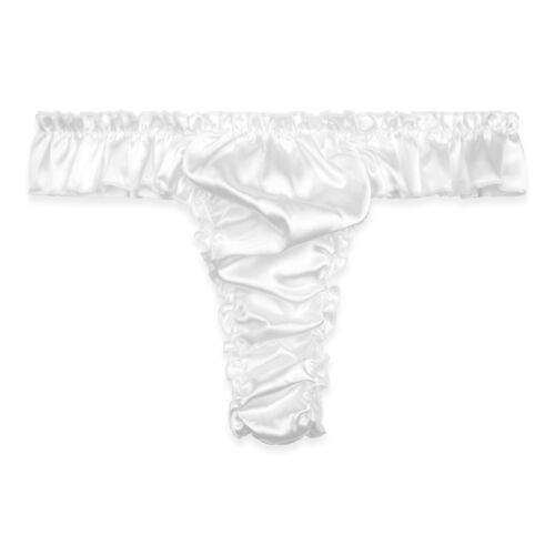 Satin Ruffle Low Rise Sissy Thong Tanga Knickers Briefs Panties for Men - Picture 2 of 30