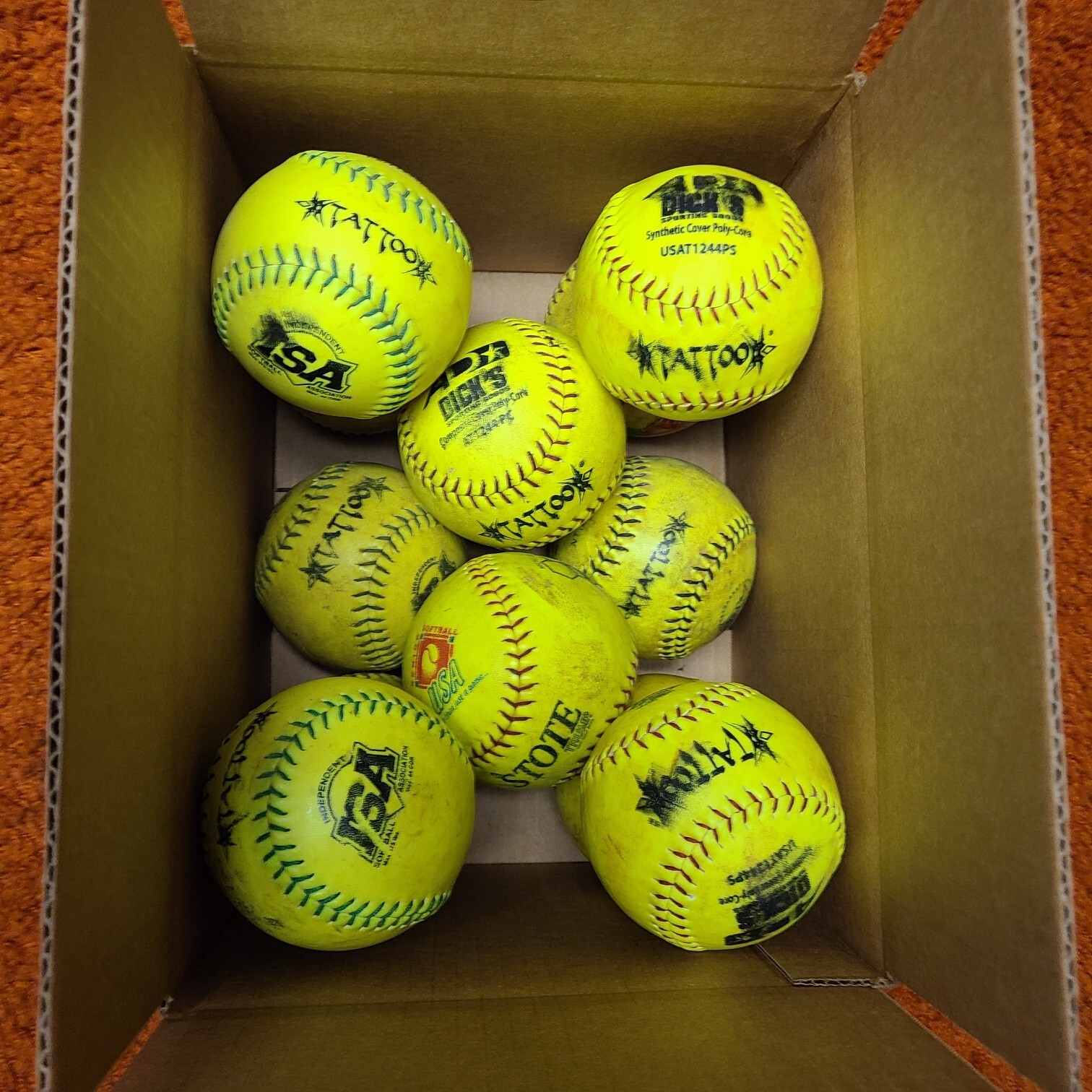 1 Dozen Used 44/375 BP Softballs eBay