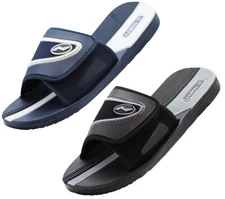 Norty Mens Summer Comfort Casual Slide Flat Strap Shower Sandals Slip On Shoes