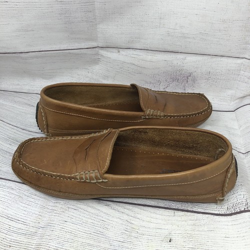 L.L. Bean Penny Loafers Driving Moccasin Slip On Shoes Mens 9.5 D Tan Leather - 第 5/13 張圖片