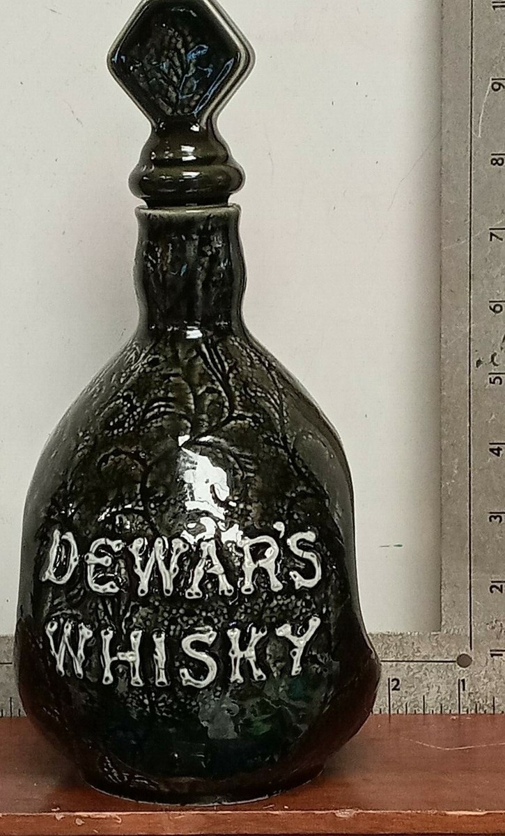 Vintage Dewars Centennial Flagon White Label Glazed Ceramic