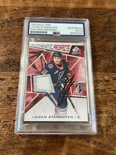 Logan Stankoven IP Signed SP Game Used Jersey Card RC PSA DNA Slab Hurricanes