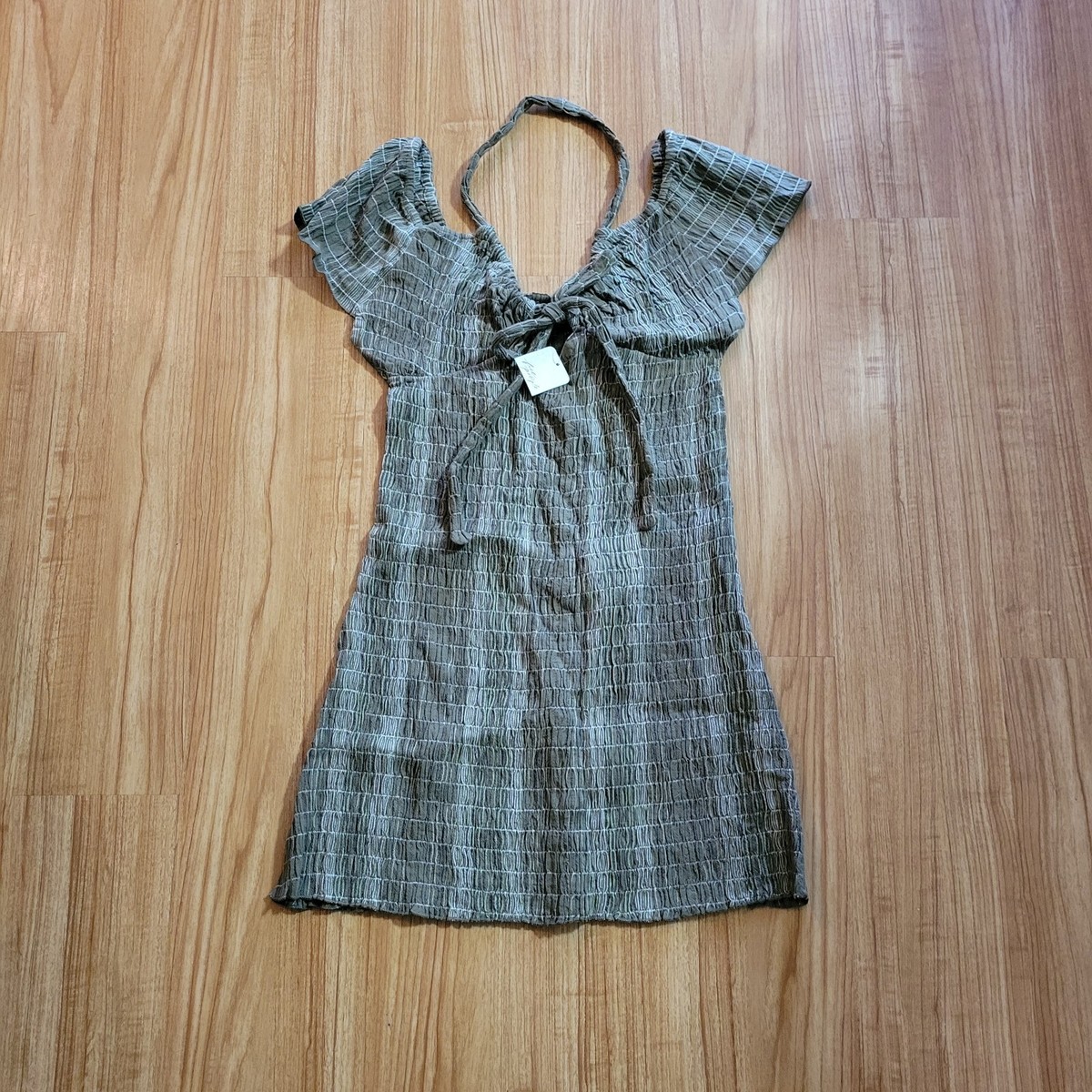 free people green halter dress Free People 100-Degree Halter Dress In Light Tan - 58% Off