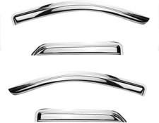 Crew Cab Chrome 4 Door Window Visor Rain Sun Guard Vent 14-18 Silverado Crew Cab Chrome 4 Door Window Visor Rain Sun Guard Vent 14-18 Silverado