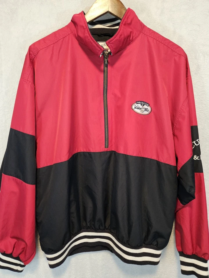 Cutter & Buck Golf M Mens Pullover Windbreaker Blue Red 1/2 Zip Yankee Trace SEE - Image 3 of 4