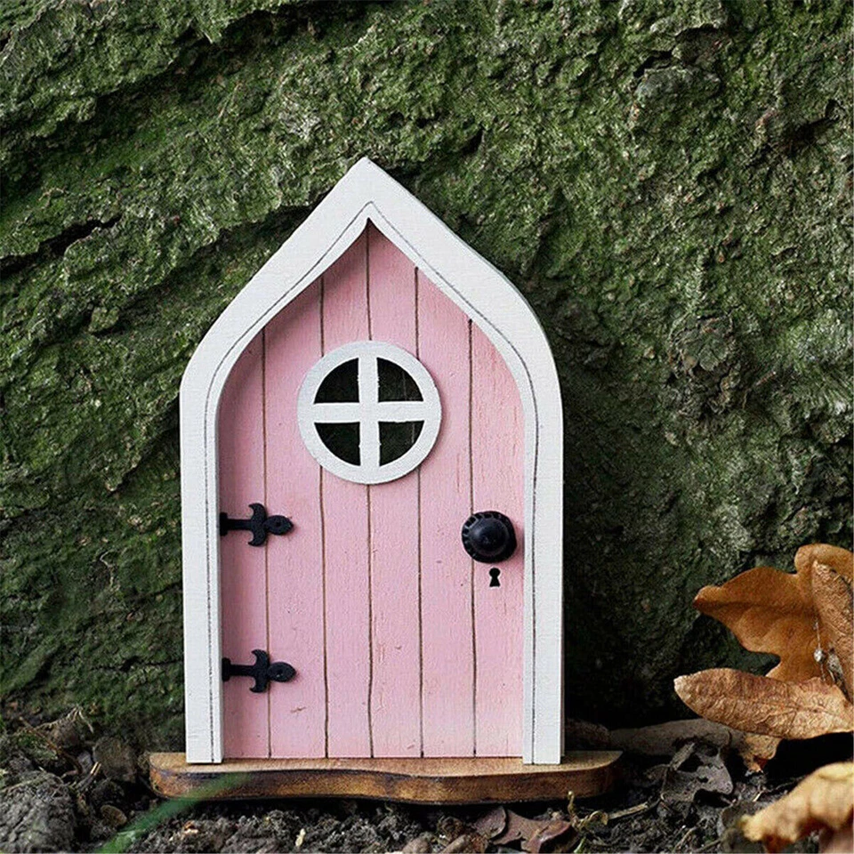 1X Hada Mini Puerta de Madera Elfo Pintada a Mano para Árbol Escultura Estatuas Decoración de Patio Foto 4 de 4