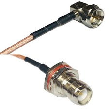 RG316 F MALE ANGLE to RP-TNC FEMALE BULKHEAD RF Cable Rapid-SHIP LOT