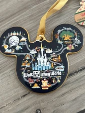 Walt Disney World Four 4 Parks Ceramic Mickey Icon Disc Ornament 2 Sides