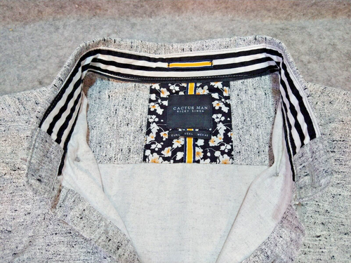 Mans Cactus Man Shirt Size Larg Long Sleeve Flip Cuff Color Gray White - Picture 2 of 6