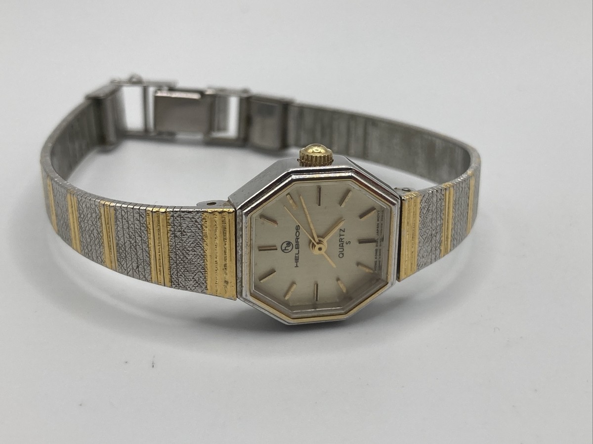 Vintage Helbros Small Face Thin Women\'s Two Tone Dress Watch Silver Gold 20103 Helbros Women main image 4