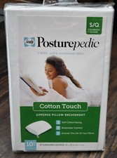 Sealy Posturepedic Cotton Touch Zippered Pillow Protector  Standard/Queen White
