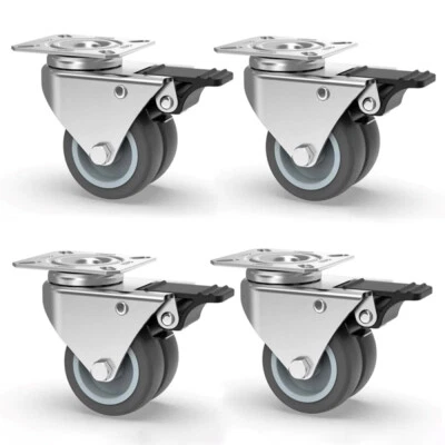 MARKENLOS 4er Set Möbelrollen 50 mm Schwerlastrollen mit Bremse Doppelrollen bis 400 kg