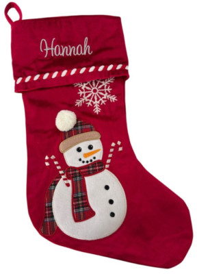 Personalization Mall Christmas Stocking Snowman Hannah Name 17 inch Decoration