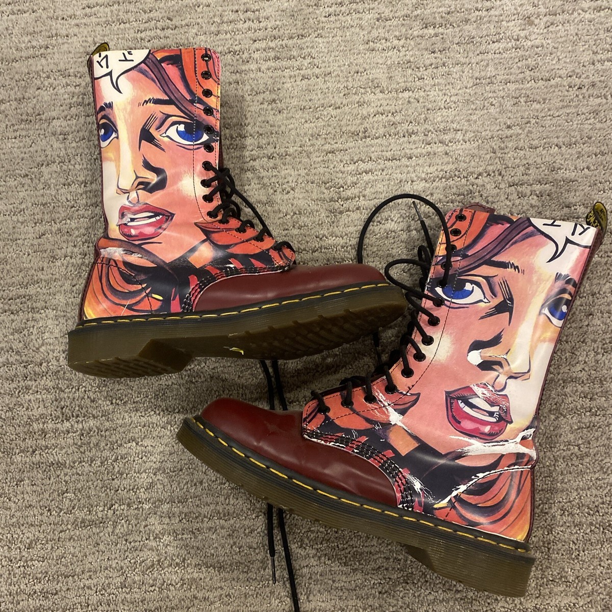 DR. MARTENS MANGA ANIME POP GIRL FACE 1914 BOOTS RARE VTG
