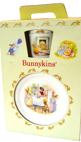 NIB ROYAL DOULTON BUNNYKINS 3 Pc CHILDREN'S SET, CERAMIC BOWL PLATE MUG 1989