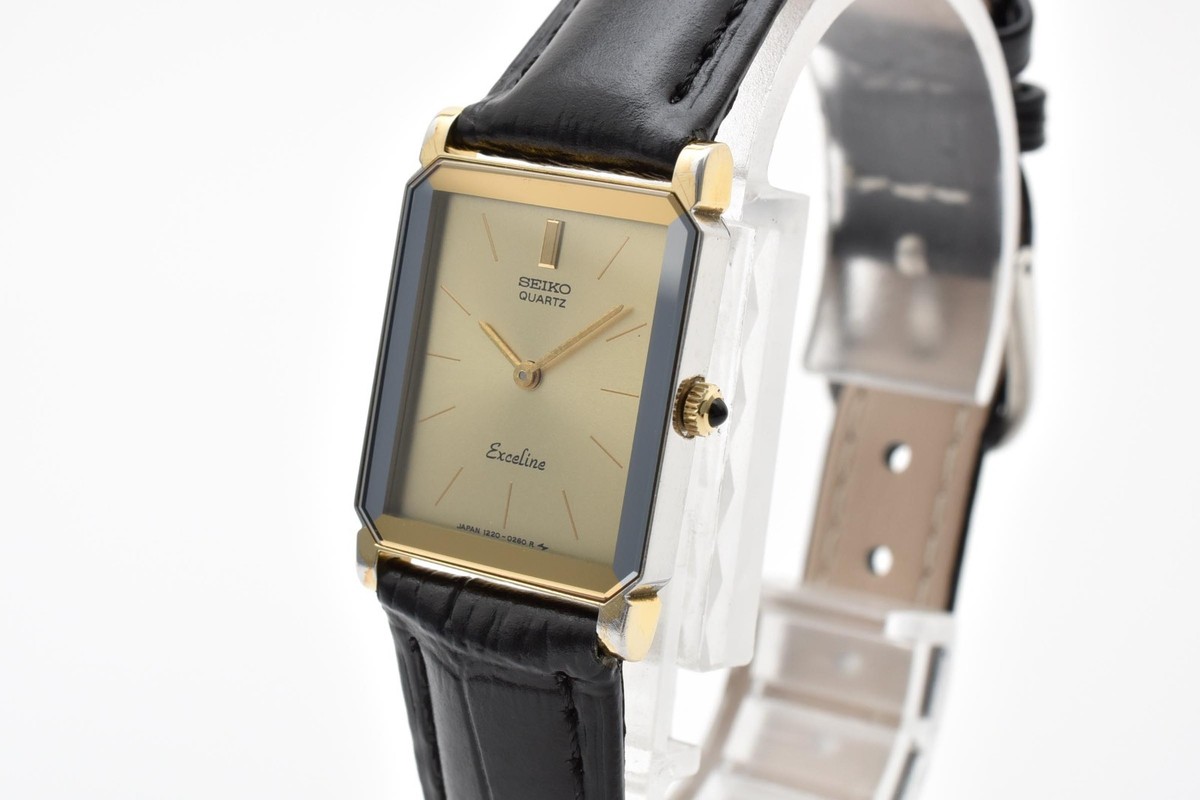 超美品 SEIKO Exceline 1220-5090 ゴールド文字盤 タンク Near MINT] Seiko 1220-5090 Exceline Gold Tank Quartz Women's Watch