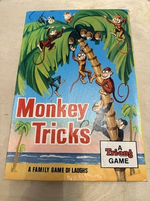 Vintage Tri-ang Monkey Tricks Brettspiel 60er Jahre sehr selten verpackt komplett sehr guter Zustand