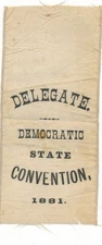 1881 Delegate Ribbon Democratic state convention New York NY