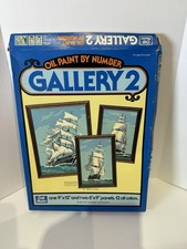 1977 Craft Master Gallery 2 Oil Paint by Number Full Sails Ships Vintage Set