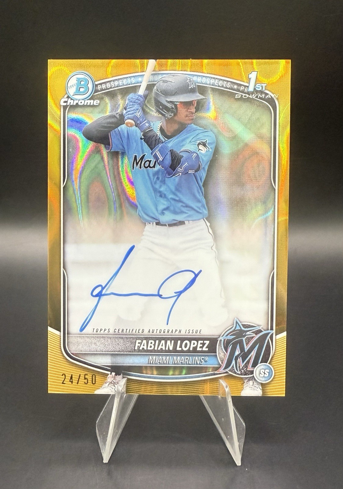 2025 Bowman Chrome Fabian Lopez Gold Lava Refractor Auto /50 1st RC CPA-FL