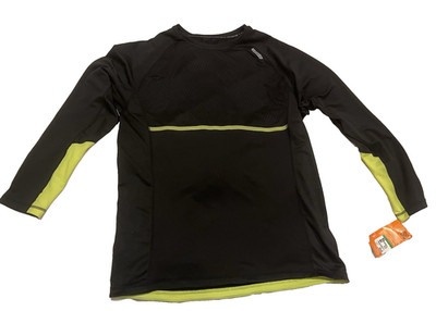 NWT Men s Hind XL Black Yellow Hi-Viz Reflective Logo LS Running Exercise Shirt