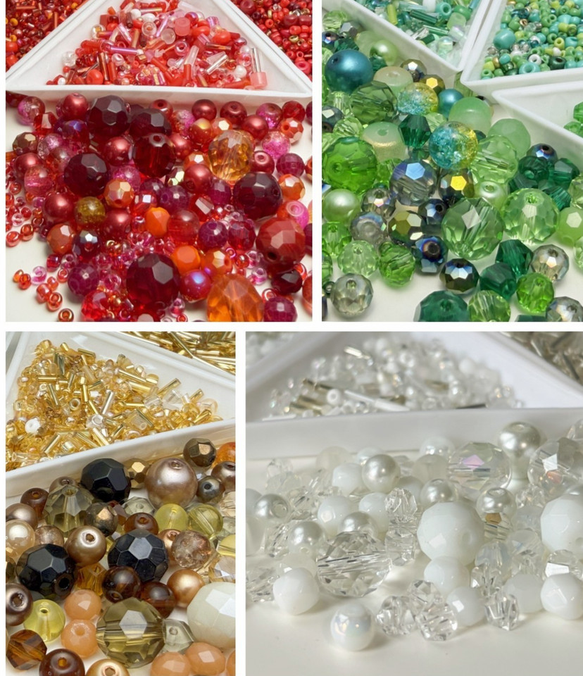 ★Weihnachten Basteln Set★ Glasperlen MIX 8mm rot grün gold weiß rund Perlen DIY
