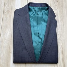 Charles Tyrwhitt Men  s Wool Check Blazer Size 40L Slim Fit Gray Plaid