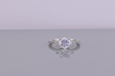 Sterling Silver Cubic Zirconia Solitaire Accented Band Ring 925 Sz: 6