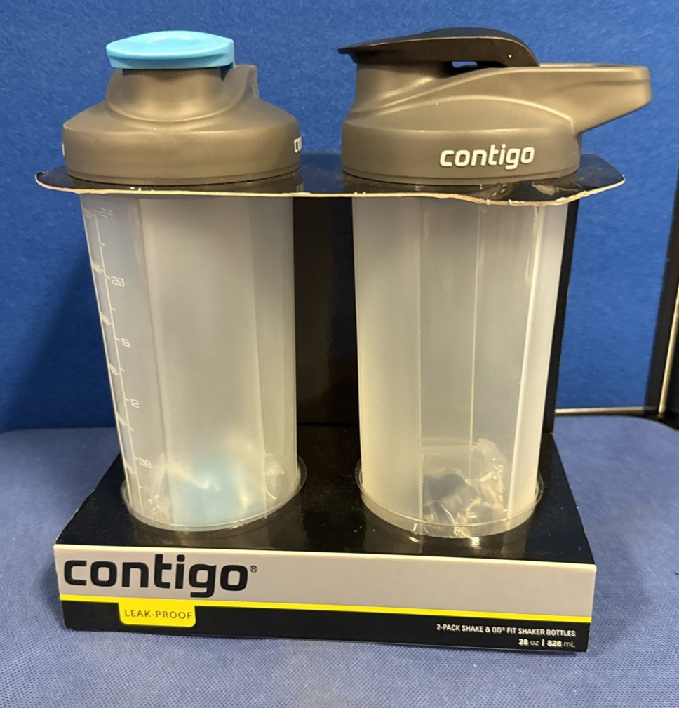 2pk Contigo Protein Shaker Bottles, Mixer Cups, Shake & Go, 28oz, Leak-Proof