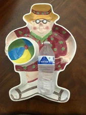 BOSTON WAREHOUSE TRADING BEACH POOL DUDE SERVING PLATTER, CHIP AND DIP TRAY EUC