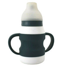 Dark Green Toddler Baby Kids Sippy Trainer Straw Silicone Cups With Two Handles