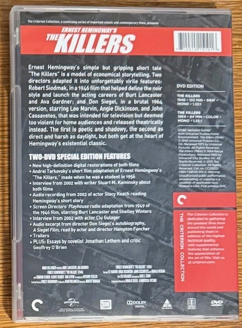 The Killers.  Criterion Collection.  Two DVDs: 1946 and 1964 Films.  Film Noir. - Image 2 of 4